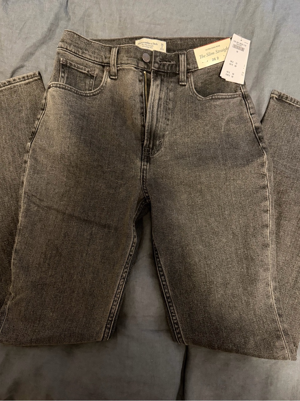 Abercrombie & Fitch Men's Washed Black Straight Jeans